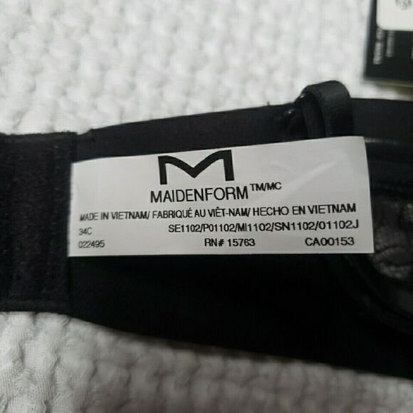 NEW Maidenform Bra Strapless Push-up Bra Basically Sexy 34C Black Lace NWT - Picture 6 of 9